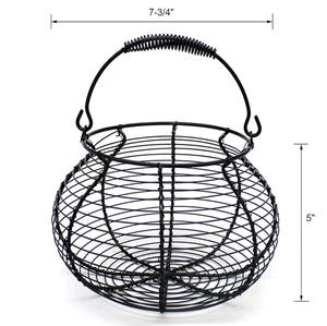 Panier en métal écologique moderne avec poignée en bois, design circulaire, pour la cuisine, le jardin, le stockage de fruits, 14x11x7 pouces, best-seller - Product Image 2