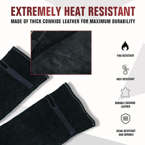 Mangas de Trabajo Resistentes al Calor de Alta Calidad, con Costuras de Kevlar y Cuero Vacuno, para Protección de Brazos de Soldador - Product Image 6