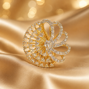 Luxury 14K <b>Gold</b> Flower Shape Cluster <b>Ring</b> with Sparkling Diamond Stones Elegant Bridal Party & Engagement Gift Jewelry for Women - Product Image 3