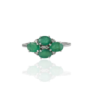 Hot Selling 925 Sterling <b>Silver</b> 100% Genuine Oval Shape <b>Emerald</b> & Round Diamond Fine Jewelry May Birthstone <b>Ring</b> Wholesale Price - Product Image 1