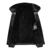 Veste d'hiver en gros pour hommes, manteau en cuir épais avec col en fausse fourrure, doublure polaire chaude, vêtement d'extérieur décontracté, tenue professionnelle élégante