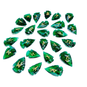 Juego de runas de punta de flecha de obsidiana verde de alta calidad, runa de cristal, energía Wicca, piedra natural para adivinación y meditación intuitiva - Product Image 3