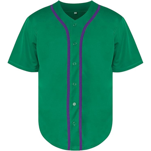 Maillot de baseball vert foncé distinctif avec rayures violettes – Design unique pour tenue d'équipe de compétition - Product Image 1