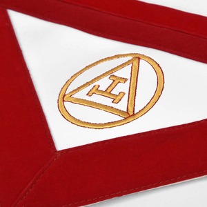 Delantal de Masón del Arco Real, Terciopelo Rojo con Triple Tau, Cualquier Diseño o Logotipo Bordado, con los Mejores Precios y Económicos - Product Image 4