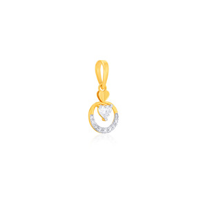 Pendentif en or jaune pour femme avec diamants de laboratoire taille cœur et taille ronde, idéal pour un usage quotidien romantique - Product Image 1
