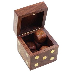Antlantic Wood Store - Dés en bois pour jeux de casino, Ludo, Serpent et Échelle - Fabriqués à la main, vintage, 20 mm, avec boîte de rangement en bois, Marron - Product Image 3