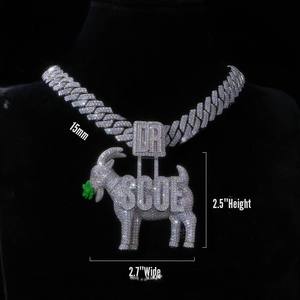 Pass Diamond Tester GRA Certified Hip Hop Jewelry Moissanite Diamond 925 Sterling Silver Iced Out Moissanite Custom Goat Pendant - Product Image 2