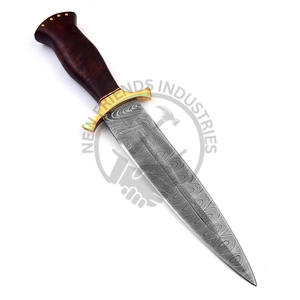 Cuchillo de Caza Ceremonial de Doble Filo de Acero de Damasco de 14 Pulgadas, Hecho a Mano, Edición Nueva, Mango de Madera, el Mejor Cuchillo para Acampar al Aire Libre - Product Image 1