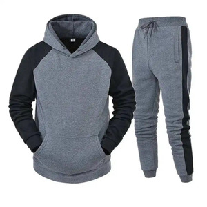Pantalon de jogging gris slim pour homme avec panneau latéral noir en coton et polyester French Terry, décontracté, pour l'automne - Product Image 4