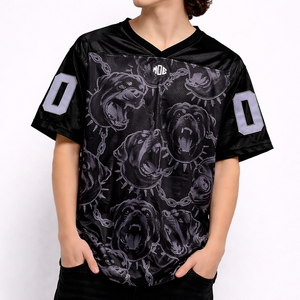 Camiseta Deportiva Personalizada de Malla Estampada Negra y Morada Estilo Fútbol Americano para Hombre, Fabricante OEM al por Mayor - Product Image 4