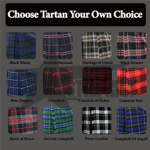 Tartan kilts for Men - Custom Made 8yard 16oz Acrylic <b>Wool</b>, Traditional Mens Dress - Available 80+ Colors - Kilt - Product Image 4
