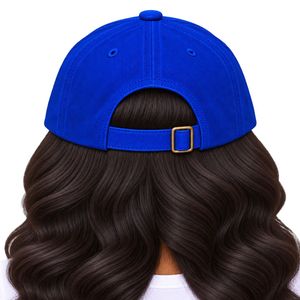 Casquette de baseball pour femme bleu roi avec broderie Poodle, lettrage jaune en relief, visière courbée, boucle réglable, style décontracté et tendance, type Dad Hat - Product Image 6