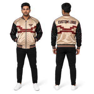 Veste en satin pour homme colorblock, personnalisable en gros, avec poignets et ourlet à boutons-pression, fermeture éclair intégrale, poches zippées, réversible, contrastante, unie, broderie - Product Image 6