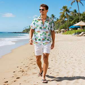 Camisa transpirable para hombre, manga corta, estampado tropical hawaiano, informal, con botones, para playa, verano, colorida, camiseta de verano para hombre - Product Image 2
