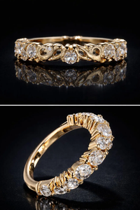 Eternal Marquise and Round Lab Diamond Silver Wedding <b>Stacking</b> <b>Ring</b> - Product Image 3