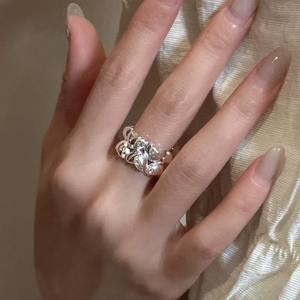 S925 Sterling Silver Korean-style Niche Design Double-layer Love <b>Ring</b> Korean-style Retro Simple Heart-shaped <b>Ring</b> - Product Image 3