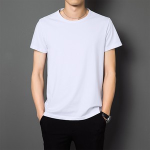 T-shirt en coton pour homme, manches courtes, col rond, coupe classique, jersey tricoté, couleur unie - Product Image 3
