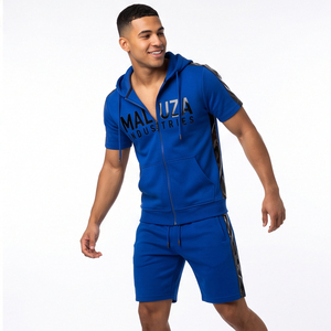 Custom Wholesale Unisex Summer Hooded 2 in 1 Tracksuit Moisture Wicking Full Sleeve Athletic Training T Shirt Shorts <b>Sports</b> <b>Set</b> - Product Image 4