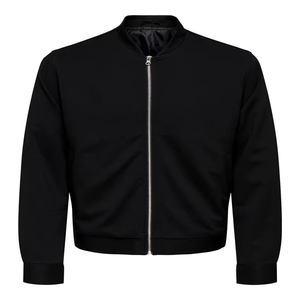 Veste bomber en velours noir de style universitaire, col montant, veste d'hiver pour hommes et femmes, logo personnalisé en gros OEM - Product Image 1