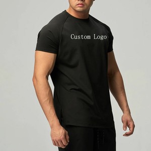 Camiseta Negra de Manga Corta con Cuello Redondo y Corte Ajustado para Hombre, 100% Algodón Jersey, Secado Rápido, Logotipo Personalizado, OEM, ODM, Venta al Por Mayor - Product Image 3