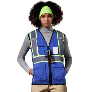 Chaleco de Seguridad Azul Oscuro sin Mangas para Mujer, Tejido de Malla, Versátil, Estilo Vintage, Ropa de Trabajo con Impresión Personalizada, Servicio OEM - Product Image 5