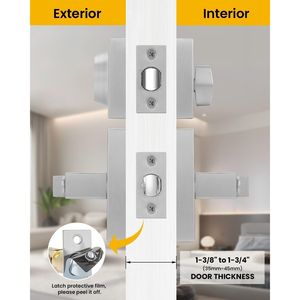 Set Serratura per Porta d'Ingresso Quadrata Contemporanea Rinforzata con Maniglia Esterna in Nichel Spazzolato - Product Image 4