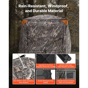 Tenda Termica Portatile per 2-3 Persone, Resistente, Mimetica, con Sedia a Tre Gambe e Borsa per il Trasporto, per la Caccia - Product Image 4