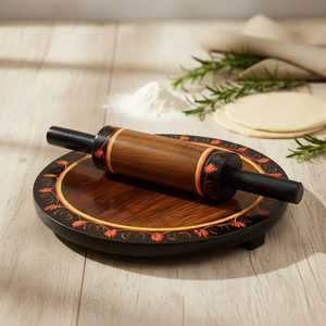 Traditional Wooden Chakla Belan Set for Indian Cooking-Non-Stick Eco-Friendly Dishwasher Safe - Product Image 2