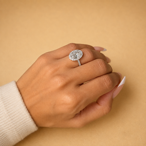 4.50 TCW Oval Cut Lab Grown Diamond Engagement <b>Ring</b> | Halo Pav | IGI Certified | 14K White Gold Luxury Wedding Party <b>Proposal</b> - Product Image 6