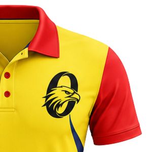 เสื้อคริกเก็ตสีเหลืองแดงสำหรับผู้ชาย แขนสั้น เสื้อกีฬาประสิทธิภาพสูง ชุดทีม เสื้อผ้าสำหรับเล่นกีฬากลางแจ้ง ชุดยูนิฟอร์มคริกเก็ต - Product Image 5
