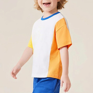 Camisetas para niños de algodón 100% de fábrica, estilo casual personalizado, multicolor, holgadas, de manga caída. - Product Image 3