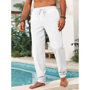 2025 Men's Cotton Kaftan <b>Trousers</b> with <b>Elastic</b> <b>Waist</b> Drawstring Summer Yoga Kurta Pants Featuring Pockets & Casual Design - Product Image 1