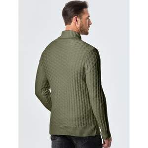 2025 suéter de punto ajustado XXL para hombre, suéter informal con cuello chal, textura de botón, suéteres de Color sólido a la moda de otoño, suministro ODM - Product Image 3