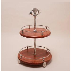 Platos Redondos Decorativos para Servir Frutas, Bandejas de Madera, Soporte para Pastel de 2 Niveles, Centro de Mesa para Eventos y Fiestas, Decoración de Grado Alimenticio - Product Image 3