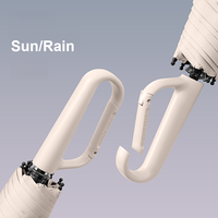 Paraguas con Protección UV, Diseño de Mango con Hebilla, 8 Varillas de Fibra de Vidrio, Tela Nano Antiadherente, para Lluvia y Sol