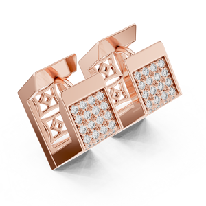 Boucles d'oreilles clous rectangulaires en diamant de laboratoire or, boucles d'oreilles modernes pavées de diamants, bijoux de créateur en diamant pour femme - Product Image 6