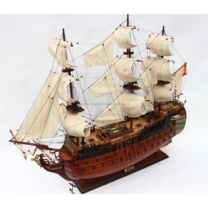Barco de vela tallado a mano SANTA ANA (1784-1812) Modelo de barco de madera hecho a mano, decoración navideña para el hogar, colección de regalos, Vietnam GIA - Product Image 5
