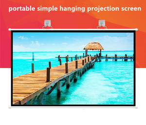 Écran de projection pas cher, écran de projection simple, montage mural ou au plafond avec 2 crochets, 3D, 4K, haute définition, écran portable suspendu - Product Image 5
