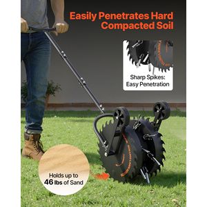 Aeratore Manuale per Prato con Ruote da 16,6 Pollici, Resistente alla Ruggine, con Denti Anti-Intasamento, Strumento per Aerazione del Giardino - Product Image 3