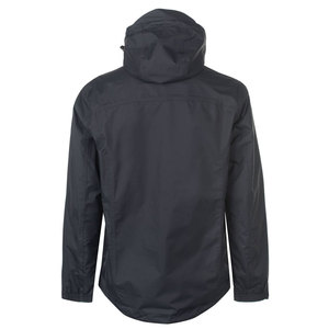 Veste de pluie imperméable à capuche pour homme, vêtement d'extérieur décontracté d'hiver avec fermeture éclair et accents rouges, coque en polyester noir - Product Image 2