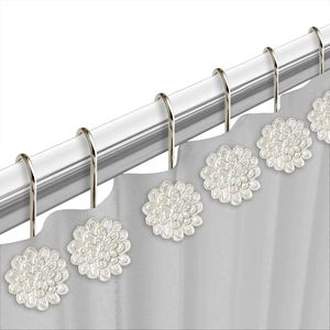 Set di 12 Tende da Doccia Trasparenti con Motivo a Rose, Stile Moderno e Lussuoso, con 12 Ganci per il Bagno, Accessorio Contemporaneo di Lusso per il Bagno - Product Image 5