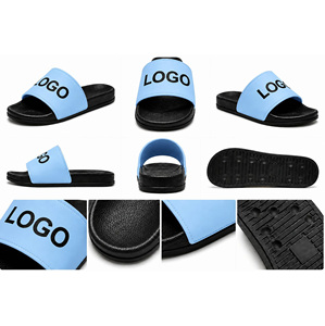 Sandales d'intérieur respirantes en EVA bleu ciel avec logo personnalisé pour hommes et femmes |   Sandales d'été antidérapantes à boucle |   Usine OEM ODM - Product Image 3