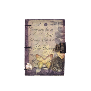 A5 Vintage Handmade Paper <b>Notebook</b> with Metal Lock Cardboard Cover | 100 Pages Inspirational Quote <b>Diary</b> Journal Sketchbook Gift - Product Image 3