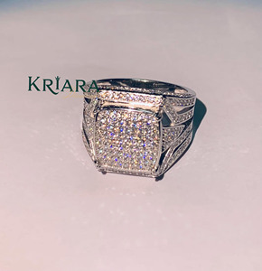 Bague de luxe pour femme en argent 925 plaqué or blanc, diamant rond taille brillant, couleur D, cultivé en laboratoire, bijoux de mariage - Product Image 2