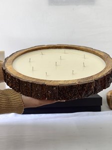 Bol à pâte en bois rond avec bord naturel pour bougies de soja, récipient à cire en bois rustique, décoration d'intérieur et collection de cadeaux - Product Image 5