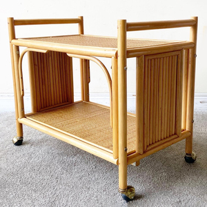 Rattan <b>bar</b> cart for parties events top choice barcart with handle cane wood <b>drinks</b> trolley - Product Image 1