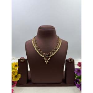 Indian Ethnic Artificial Jewellery Madhuri Traditional Agate Stone Necklace - Product Image 2