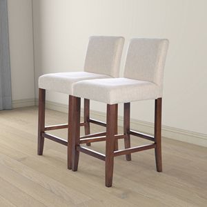 Set di 2 Sgabelli da Bar in Tessuto Beige Dorian - Product Image 2