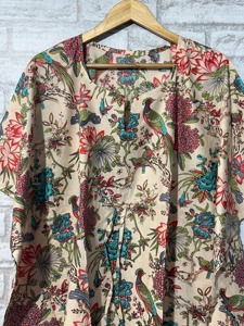 ชุดเดรสผ้าฝ้ายพิมพ์ลายนก: ชุดลำลองชายหาดสไตล์โบฮีเมียน - Product Image 2