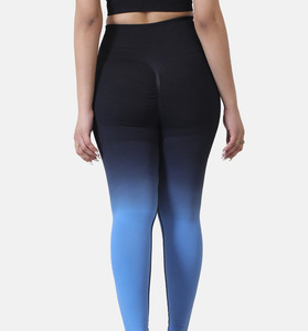 High Waist Full Length Gradient Color <b>Yoga</b> Leggings <b>Plus</b> <b>Size</b> Spandex Polyester Elastic Waist Women <b>Pants</b> - Product Image 4